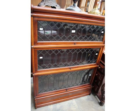 A Globe Wernicke mahogany three-tier stacking bookcase