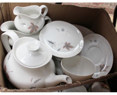 A Royal Albert Old Country Roses part dinner service with Royal Doulton 'Tumbling Leaves' part tea service 