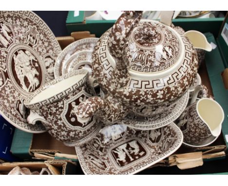 A Copeland Spode extra large teapot, with a matching part tea set, etc (one box) 