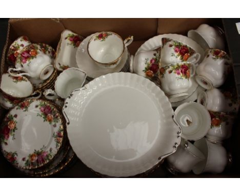 A Royal Albert 'Memory Lane' part dinner service, including serving dishes, platters, etc, with a Royal Albert 'Old Country R
