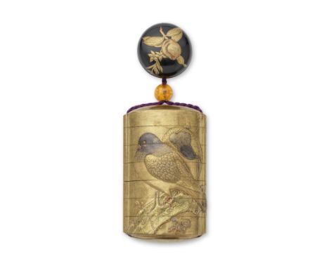 SHUNSETSUA Gold-Lacquered Six-Case Inro Edo period (1615-1868), mid/late 19th centuryThe rounded rectangular body decorated i