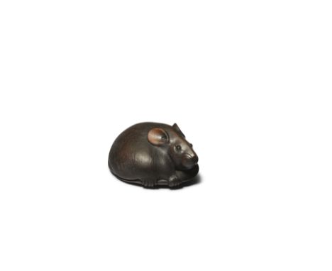 FUTATOMO (NIYU)A Wood Netsuke of a Rat Edo period (11615-1868), 19th centuryThe rat seated and clutching a large bean pod clo