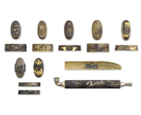 VARIOUS ARTISTS AND TYPESEdo period (1615-1868) 18th to 19th century30 kozuka and seven fuchi-gashiraThe kozuka: five copper 