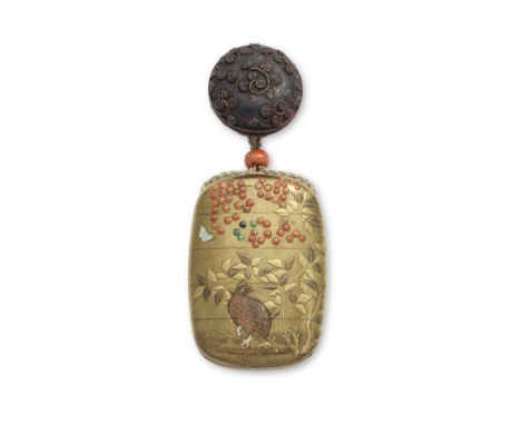 SHOKASAI AND SHIBAYAMAA Gold-Lacquer Four-Case Inro Edo (1615-1868) period or Meiji (1868-1912) era, mid/late 19th centuryThe