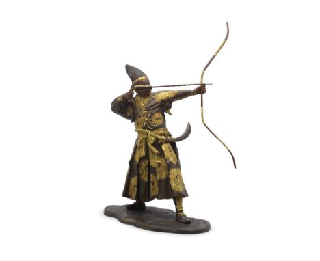 SHOSEI (MATSUMORI)A Gilt-Bronze Figure of an Archer Meiji (1868-1912) or Taisho (1912-1926) era, early 20th centuryStanding i