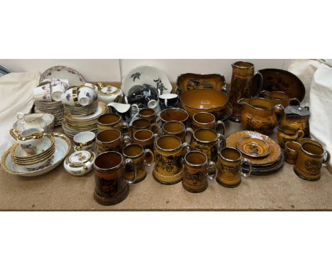 A Royal Albert Night and Day pattern part tea set together with another Royal Albert pattern part tea set, a Czechoslovakian 