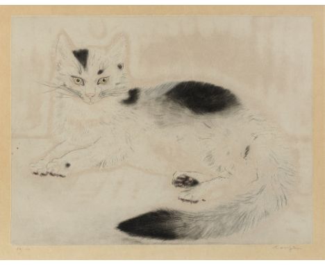Léonard Tsuguharu Foujita (Japanese/French, 1886-1968)Chat Couché  (Buisson C30.136.G) Etching and aquatint in colours, 1930,