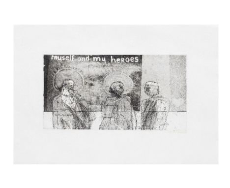 David Hockney R.A. (British, born 1937)Myself and my Heroes (M.C.A. Tokyo 4) Etching and aquatint, 1961, on handmade wove pap