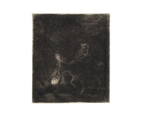Rembrandt Harmensz van Rijn (Dutch, 1606-1669)The Flight into Egypt; A Night Piece (Bartsch 53; New Hollstein 262) Etching an