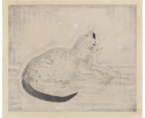 Léonard Tsuguharu Foujita (Japanese/French, 1886-1968)Chat blanc à la queue noire, from Les Chats (Buisson 29.200) Etching an