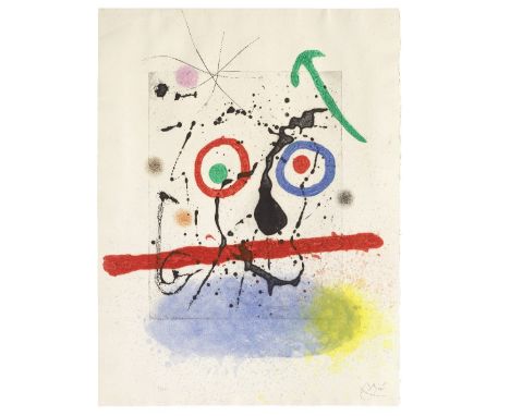 Joan Miró (Spanish, 1893-1983)Le Scieur de Long (Dupin 458) Aquatint with drypoint and carborundum in colours, 1968, on Mande