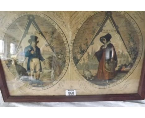 An antique Masonic print by WILLIAM DARTON, LONDON