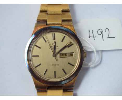 A GENTS OMEGA SEAMASTER GENEVE WRIST WATCH WITH SECONDS SWEEP &amp; CALENDER DIAL