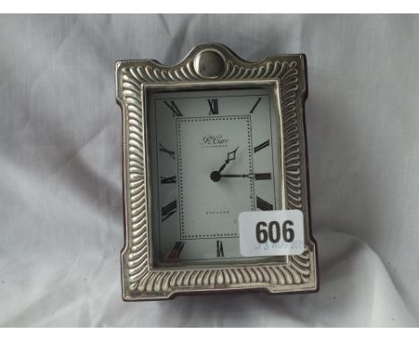 Mantle clock with silver mounted frame - 5" high 