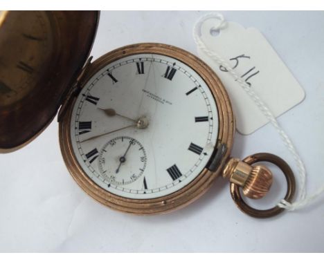 A gilt gents pocket watch with seconds sweep by Thomas Russell &amp; Son, Liverpool (cracked dial)