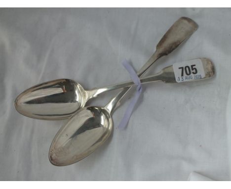 Pair of Scottish provincial fiddle pattern tablespoons stamped R&amp;RK - 137gms