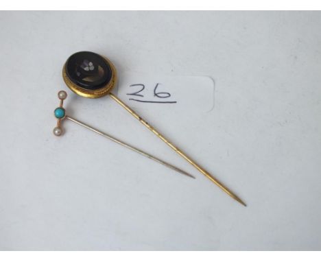 Two more stick pins - 1 X pietra dura