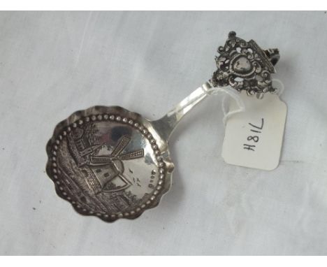 Dutch embossed caddy spoon - import mark
