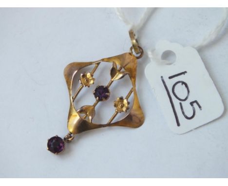 A art nouveau amethyst drop pendant - 2.6gms