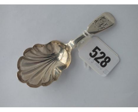 A early Victorian Exeter caddy spoon with shell shaped bowl - 1847 by JF 