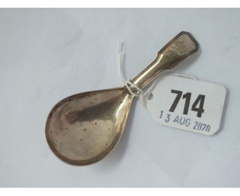 Georgian caddy spoon with fiddle thread handle - B'ham 1818 by JW