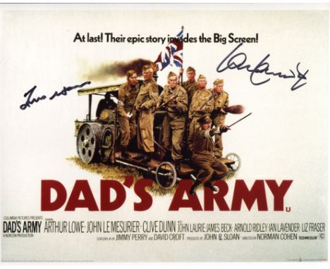 Dads Army 8x10 comedy photo signed by actors Frank Williams The Vicar and Ian Lavender who played Private Pike in the series.