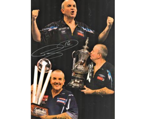 Phil The Power Taylor signed 16x12 colour montage photo. Philip Douglas Taylor born 13 August 1960 is an English former profe