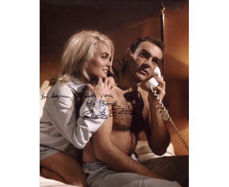 007 Bond girl, lovely 8x10 photo signed by Goldfinger actress Shirley Eaton who has also added her quote from the film I'm be