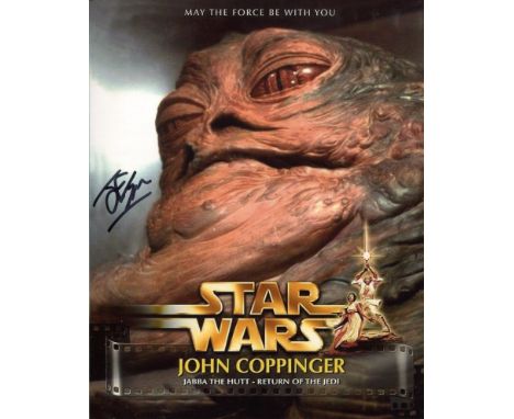 Star Wars 8x10 photo from Return of the Jedi, signed by John Coppinger, the puppeteer who gave life to Jabba the Hutt, one of