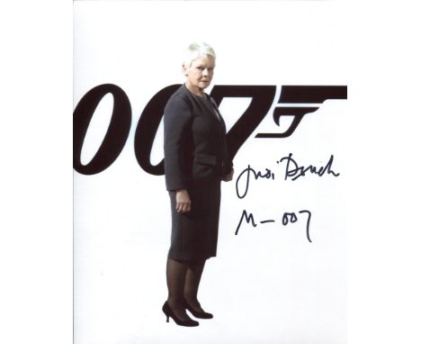 007 James Bond photo signed by Dame Judi Dench who, rather unusually, has added her character name 'M' to the photo as well!.