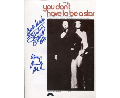Motown, R&amp;B, Blues pop stars Billy Davis Jr and Marilyn McCoo signed original sheet music for their hit 'You don't have t