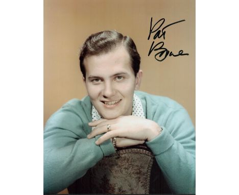 Pat Boone signed 10x8 colour photo. Patrick Charles Eugene Boone born June 1, 1934, is an American singer, composer, actor, w