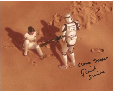 Richard Stride signed 10X8 Star Wars Storm Trooper colour photo. Richard Stride is an English actor who played a Clone Troope