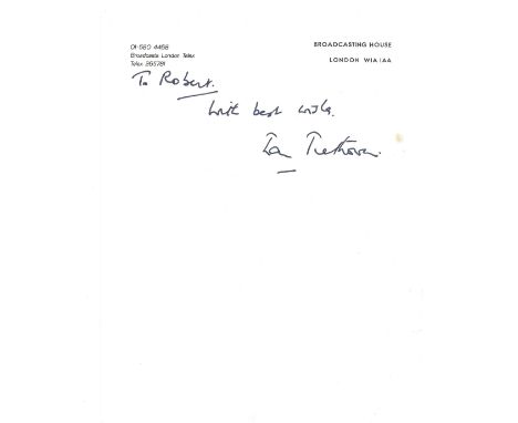 Ian Trethowan, journalist and broadcaster who became Director General of the BBC 1977 1982 signature on Broadcasting House he