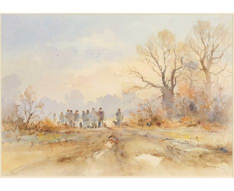 David Howell RSMA, SEA (b.1949)"The Beaters"Signed, watercolour, together with a further watercolour by Tom Harland "High Cun