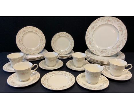 A Royal Doulton Diana pattern dinner set, for six, including, dinner and side plates, cups, saucers etc, seconds qty 