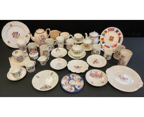 Commemorative Ceramics - World War I, 1914 - 1918, Peace and Victory, with Allied Flags - cups and saucers, beakers, mugs, pl