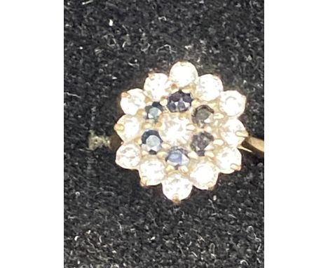 9ct Gold ring set wth sapphires &amp; cz stones size O