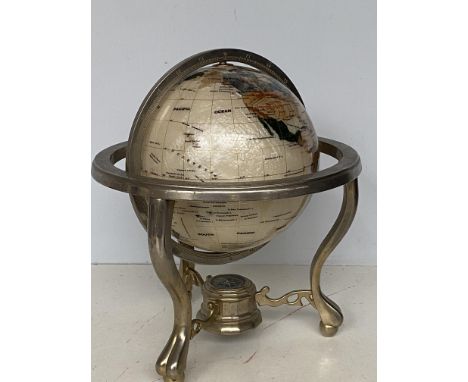 Brass &amp; precious stone globe 