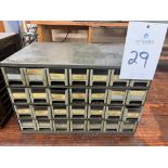 Multi-Drawer Storage Cabinet with Contents