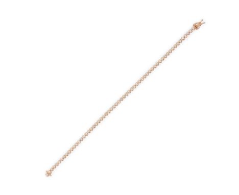18K rose gold, 59 brilliant round diamonds, colour R-T, clarity VS2-I1, approx. 2,6 ct., l=18 cm, 7.13 g