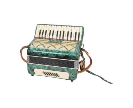 Parrot - Chinese two octave 30 treble key piano accordion with 24 bass buttons,14 fold bellows in a hard velvet lined case.