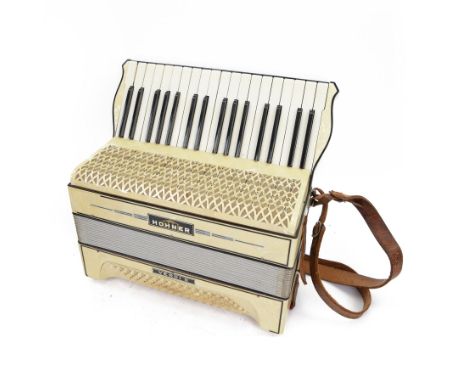 Hohner Verdi II - Swiss/German 1950's two octave piano accordion with 34 treble keys and 80 bass buttons, with a 15 fold bell