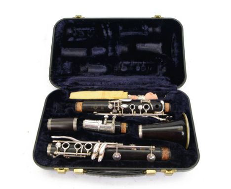 Henry Selmer Series 10G clarinet, wooden body with silver plated keys, in fitted hard case with velvet interior and soft carr