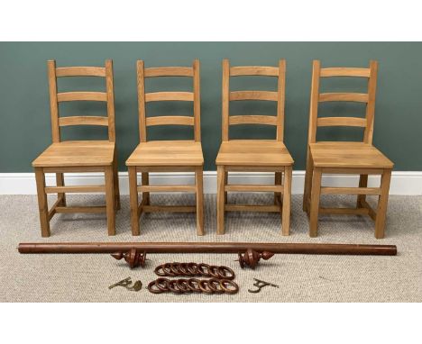 MODERN DINING CHAIRS (4) in light oak effect and a curtain pole ETC