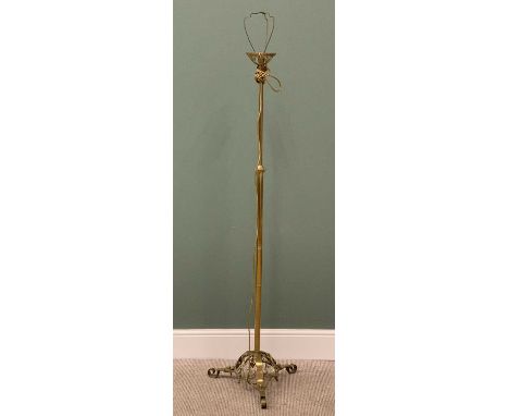 BRASS RISE &amp; FALL STANDARD LAMP, 164cms H