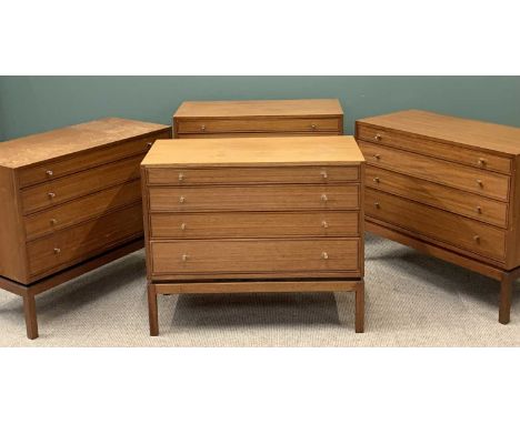 LIGHT WOOD CHESTS OF FOUR DRAWERS (4), 75cms H, 89cms W, 43cms D