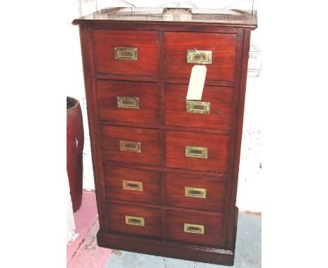 TALL CHEST, early 20th century mahogany with ten drawers fitted vintage recessed gilt metal handles, 70cm x 38cm D x 112cm H.