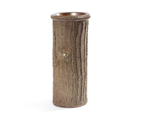 A VICTORIAN STONEWARE TREE TRUNK STICKSTAND BY J. H. SANKEY &amp; SON naturalistically moulded the rim with impressed marks '