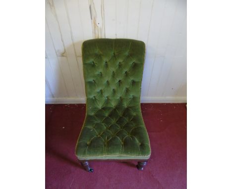 Pr of Edwardian deep button nursing chairs